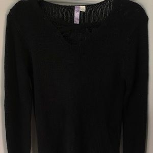 Black Knit-Woven Sweater